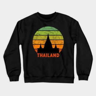 Thailand Temple Silhouette On A Rainbow Of Sunset Colors Crewneck Sweatshirt